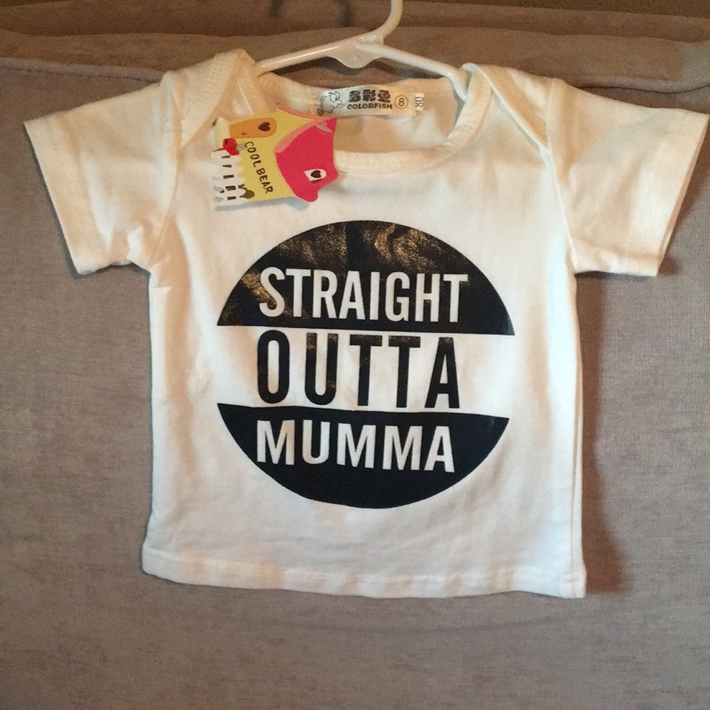 Super cute “straight outta mumma” kids shirt.
